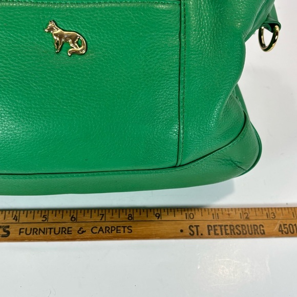 Emma Fox Satchel Leather Purse Green Gold Hand Strap Doctor’s Style Crossbody - Picture 12 of 12